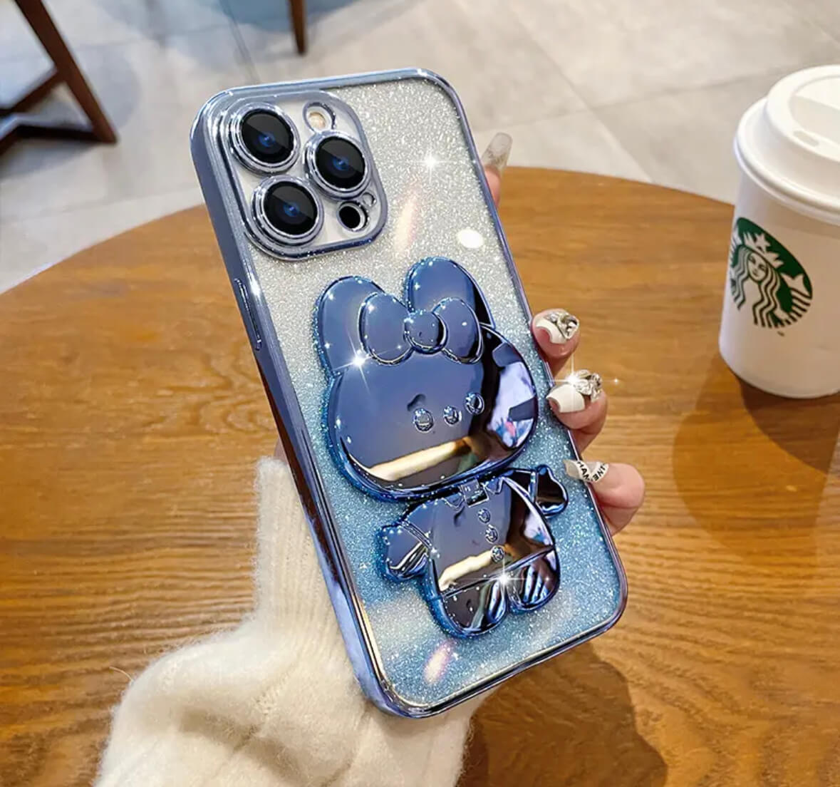 Rabbit stand mirror cute phone case Apple_Shopier