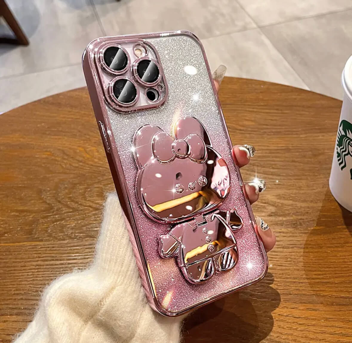 Rabbit stand mirror cute phone case Apple_Shopier