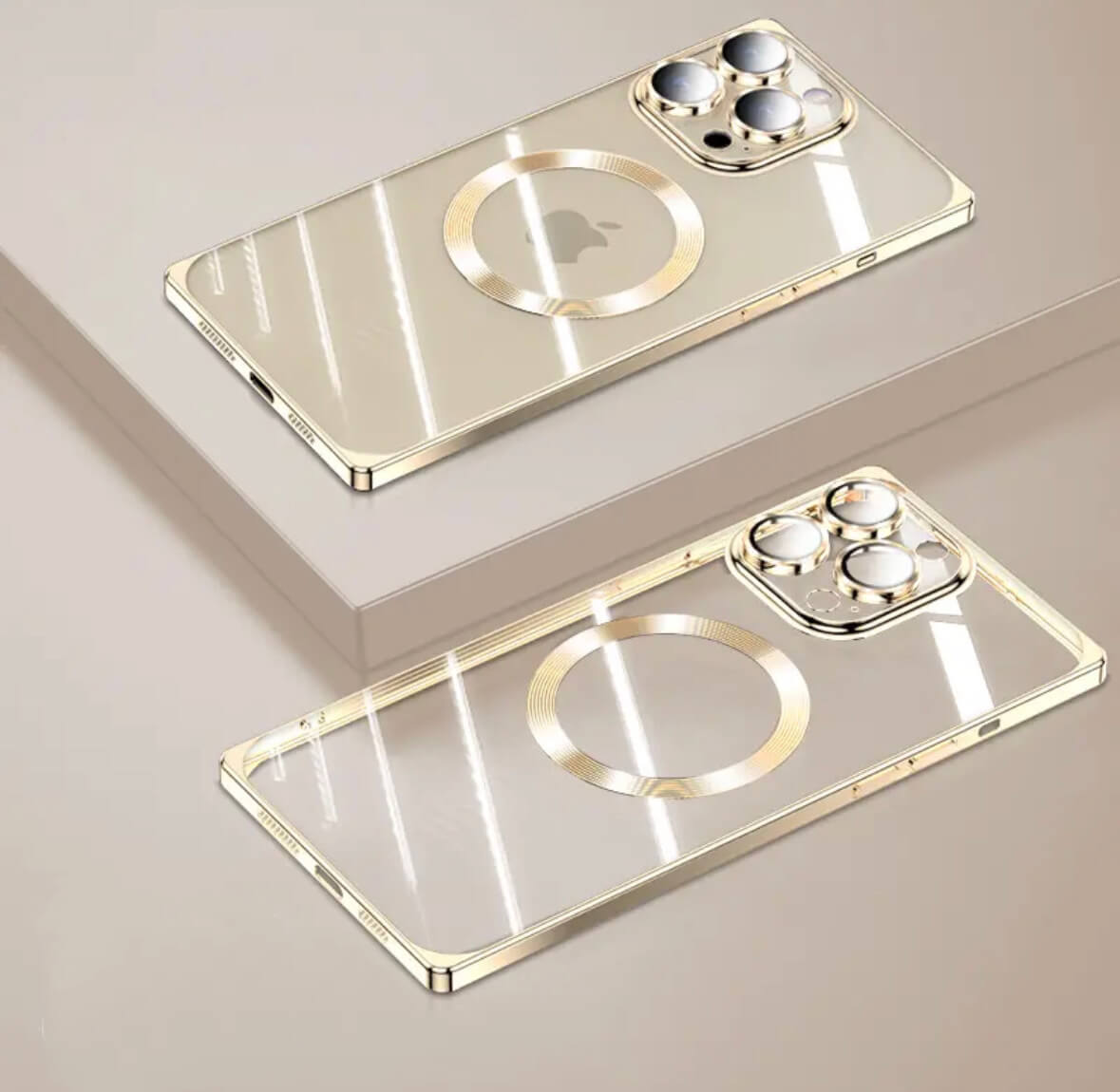 Transparent MagSafe Electroplated Quadrilateral Drop Protection Phone Case Apple_Shopier