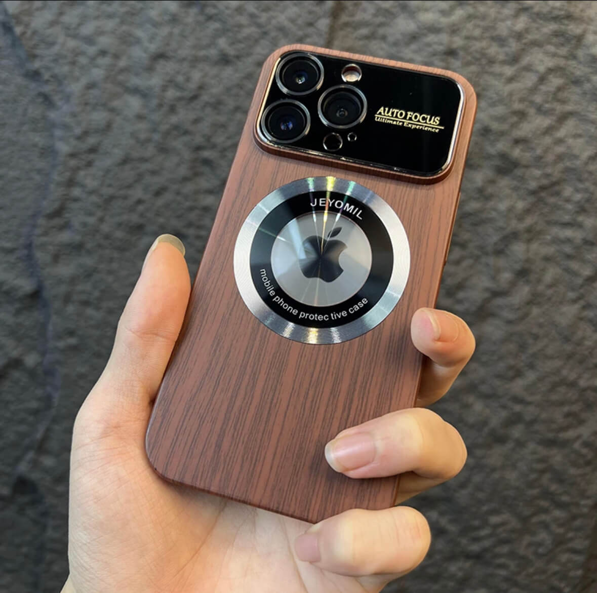 Wood grain MagSafe logoview phone case Apple_Shopier