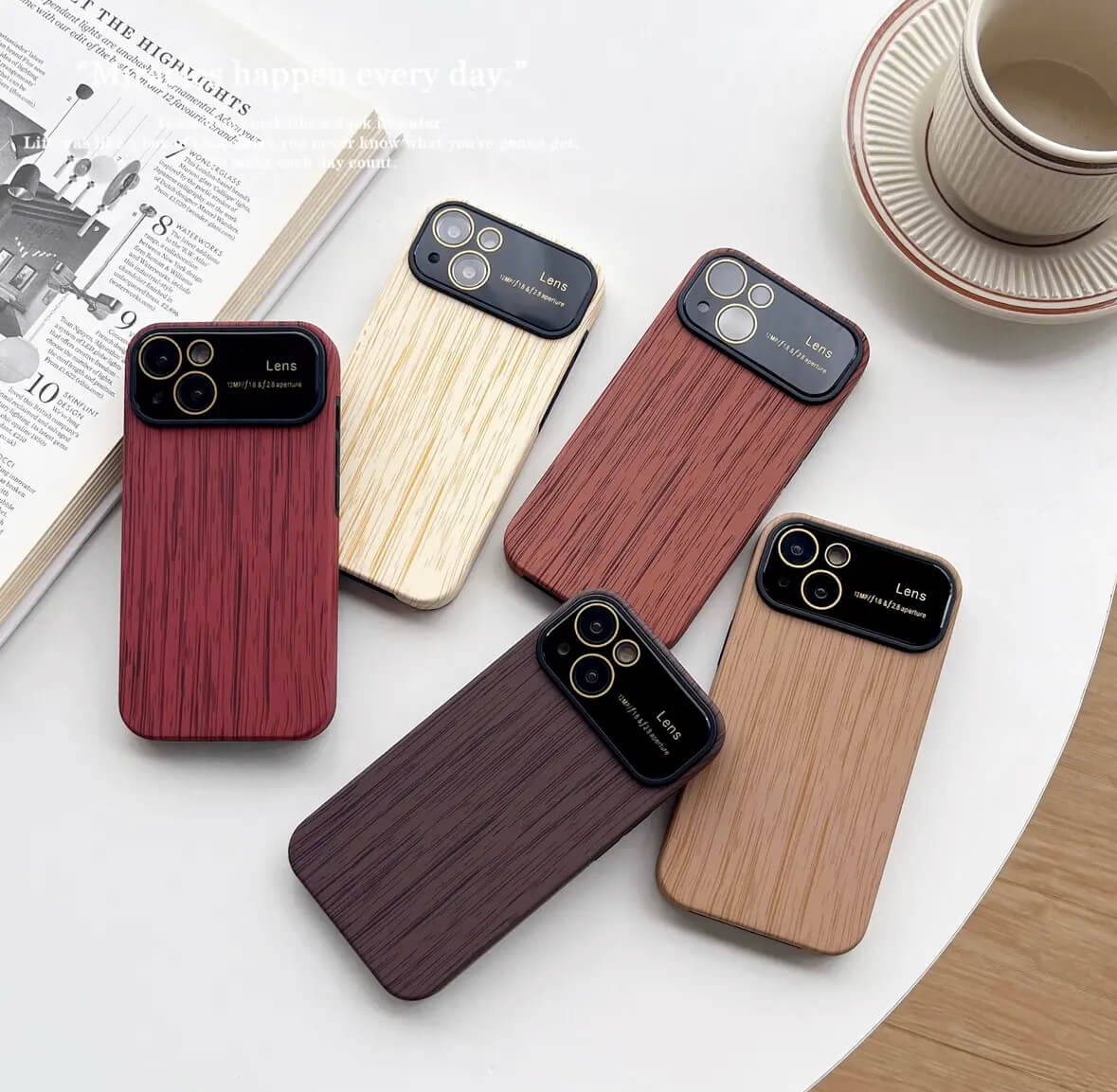 Wood grain MagSafe logoview phone case Apple_Shopier