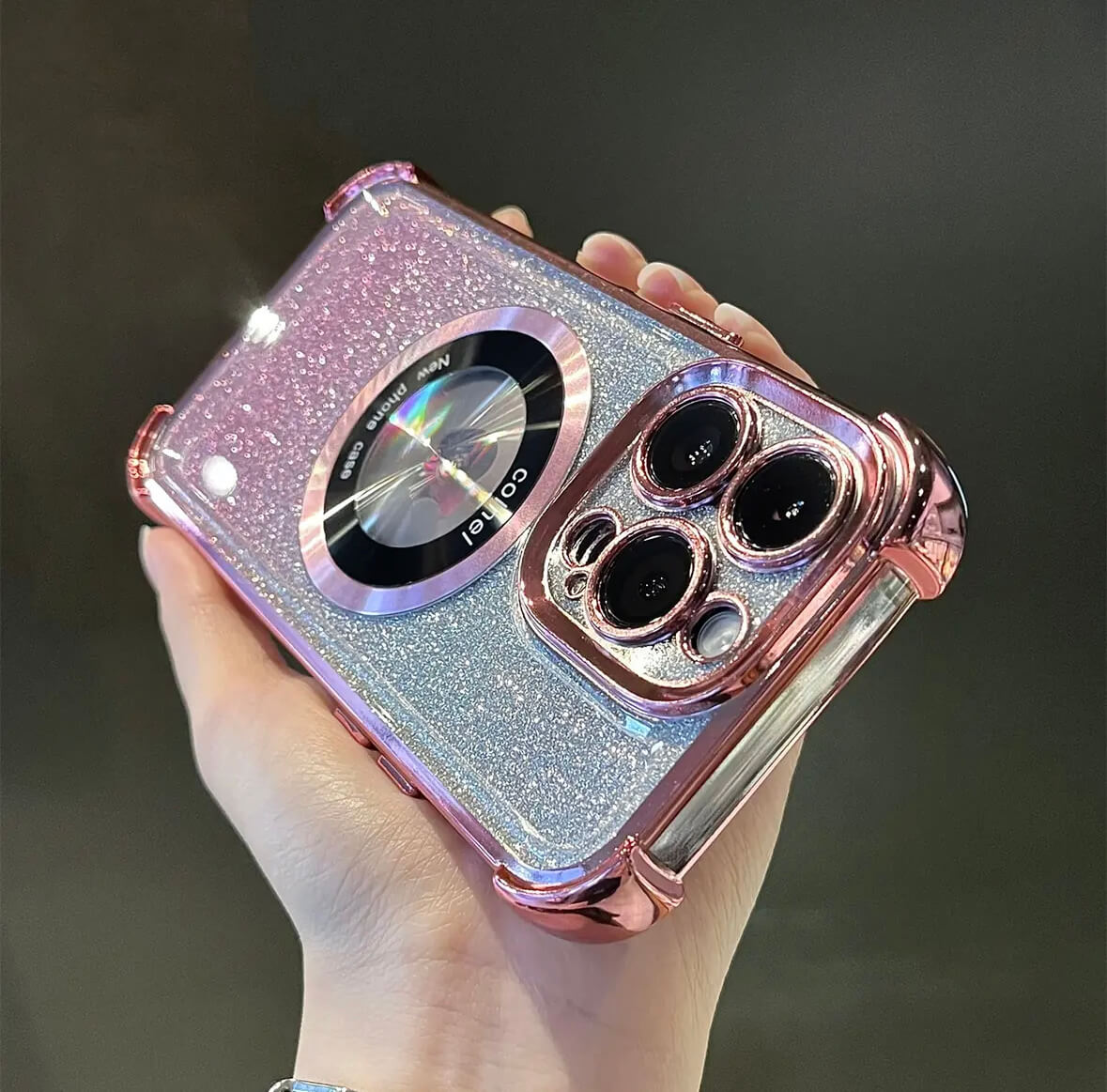 Transparent Sequin MagSafe Four Corners Shockproof Phone Case Apple_Shopier