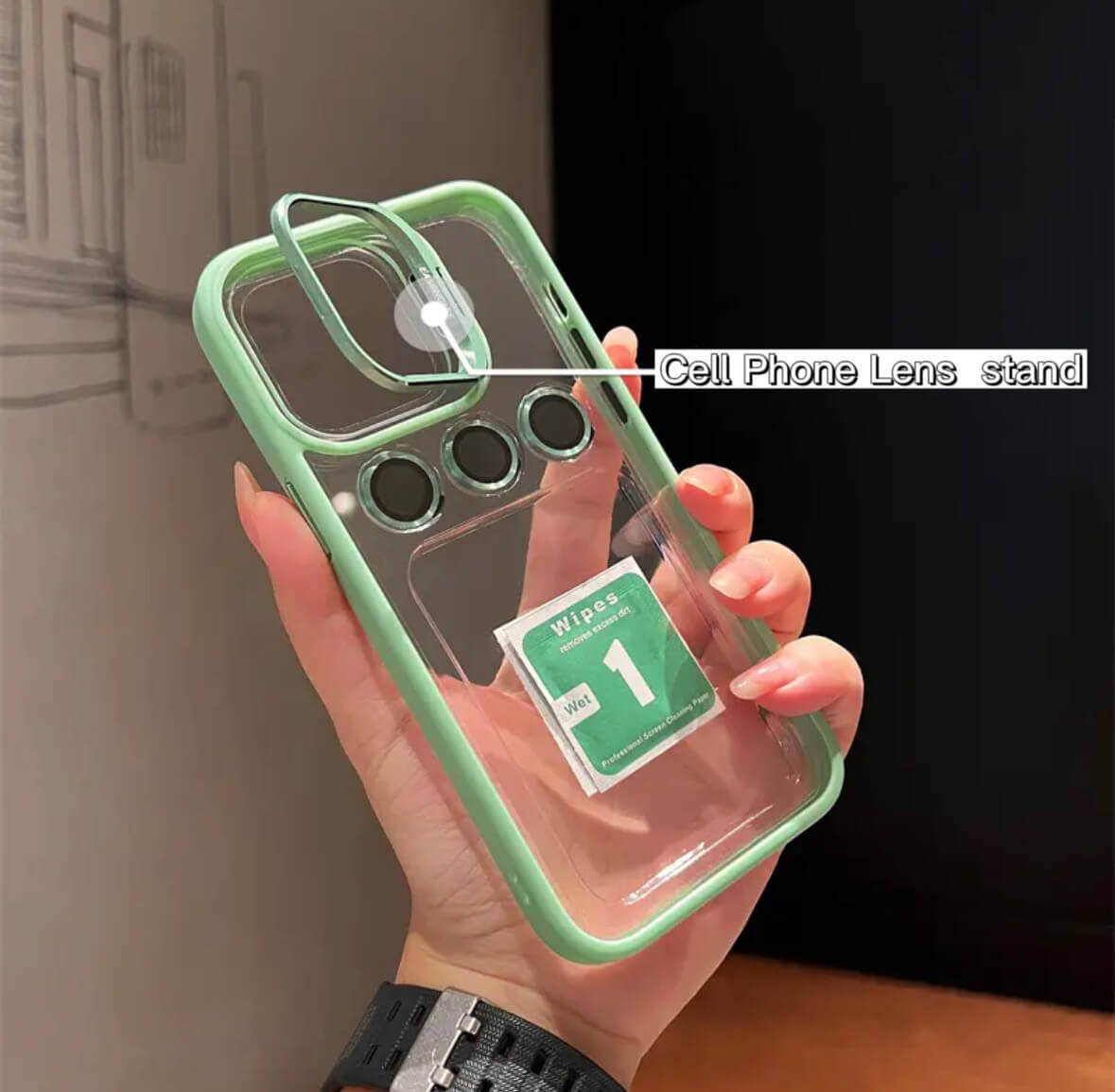 Transparent Cell Phone Holder + Lens Film Combo Cell Phone Case Apple_Shopier
