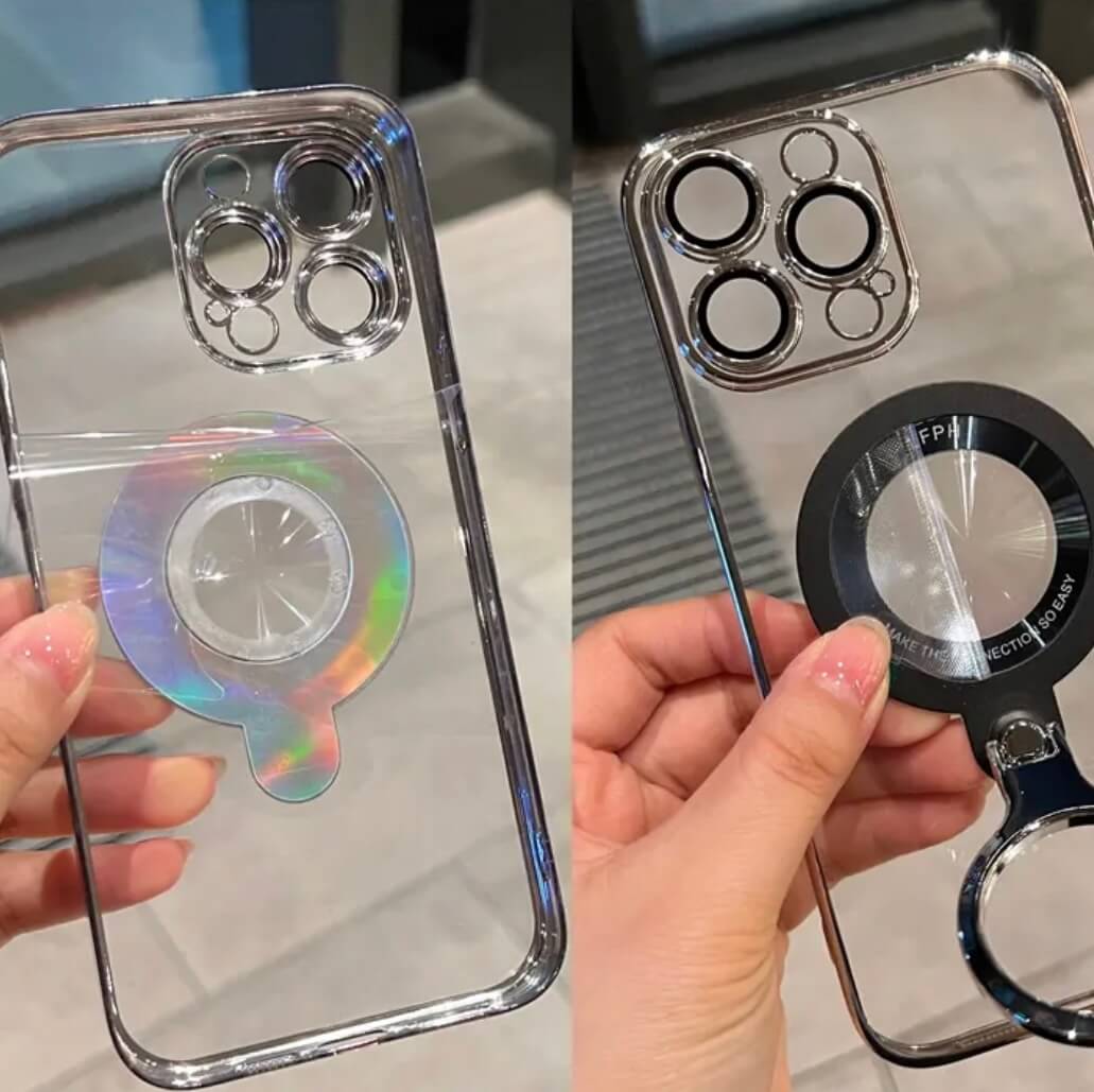 Transparent 360° Rotation Stand MagSafe Phone Case Apple_Shopier