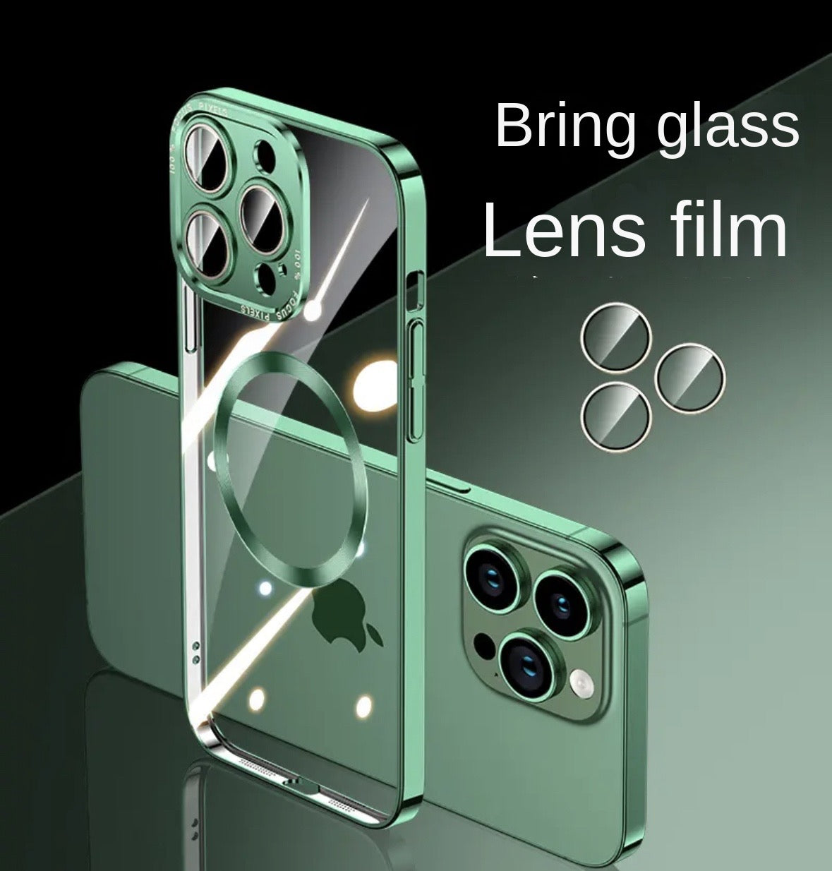 Transparent magsafe  electroplating Metal lens Mobile phone case Apple_Shopier