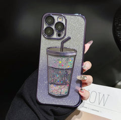 Gradient quicksand milk tea cup phone case Apple_Shopier