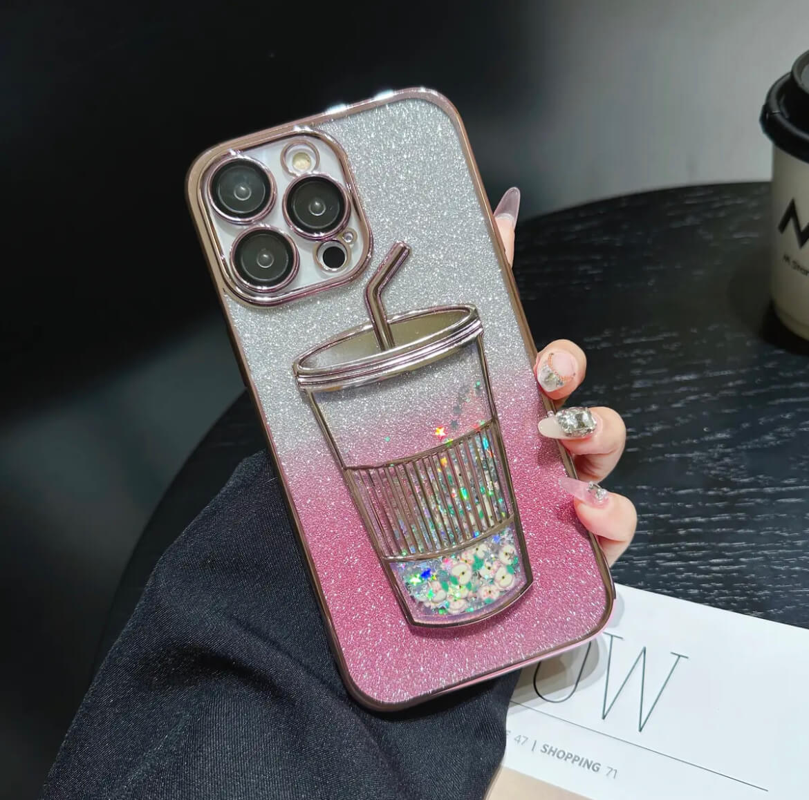 Gradient quicksand milk tea cup phone case Apple_Shopier