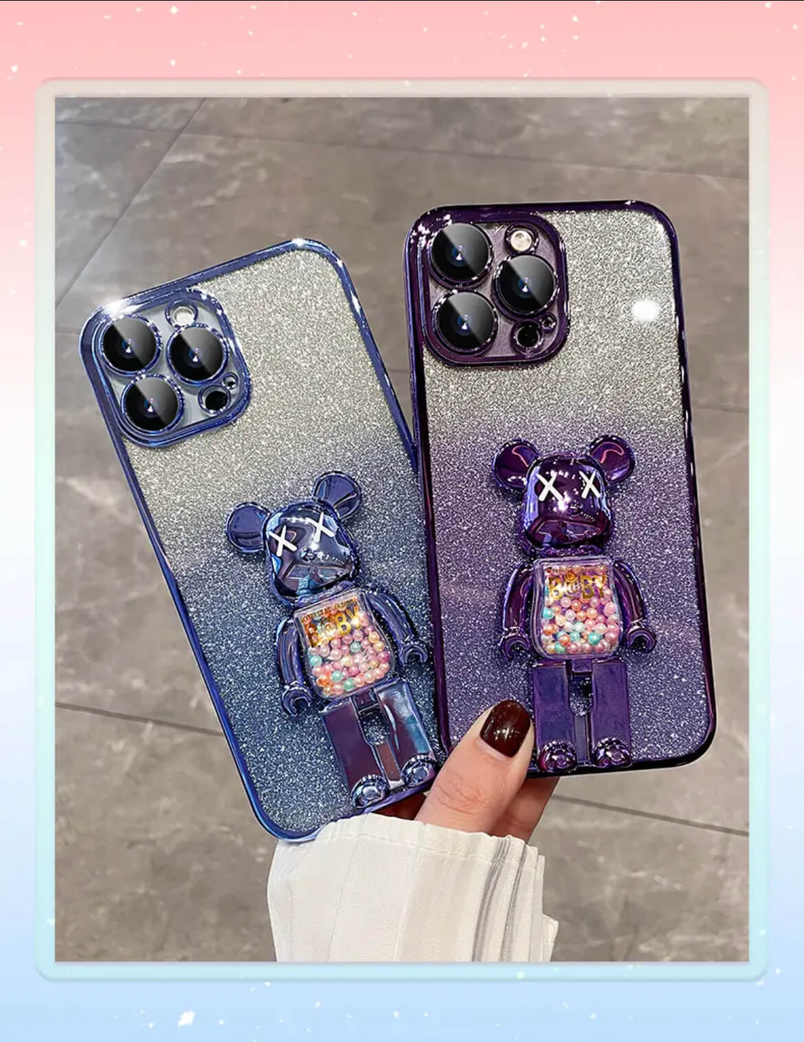 Cartoon Bear Stand Phone Case Apple_Shopier