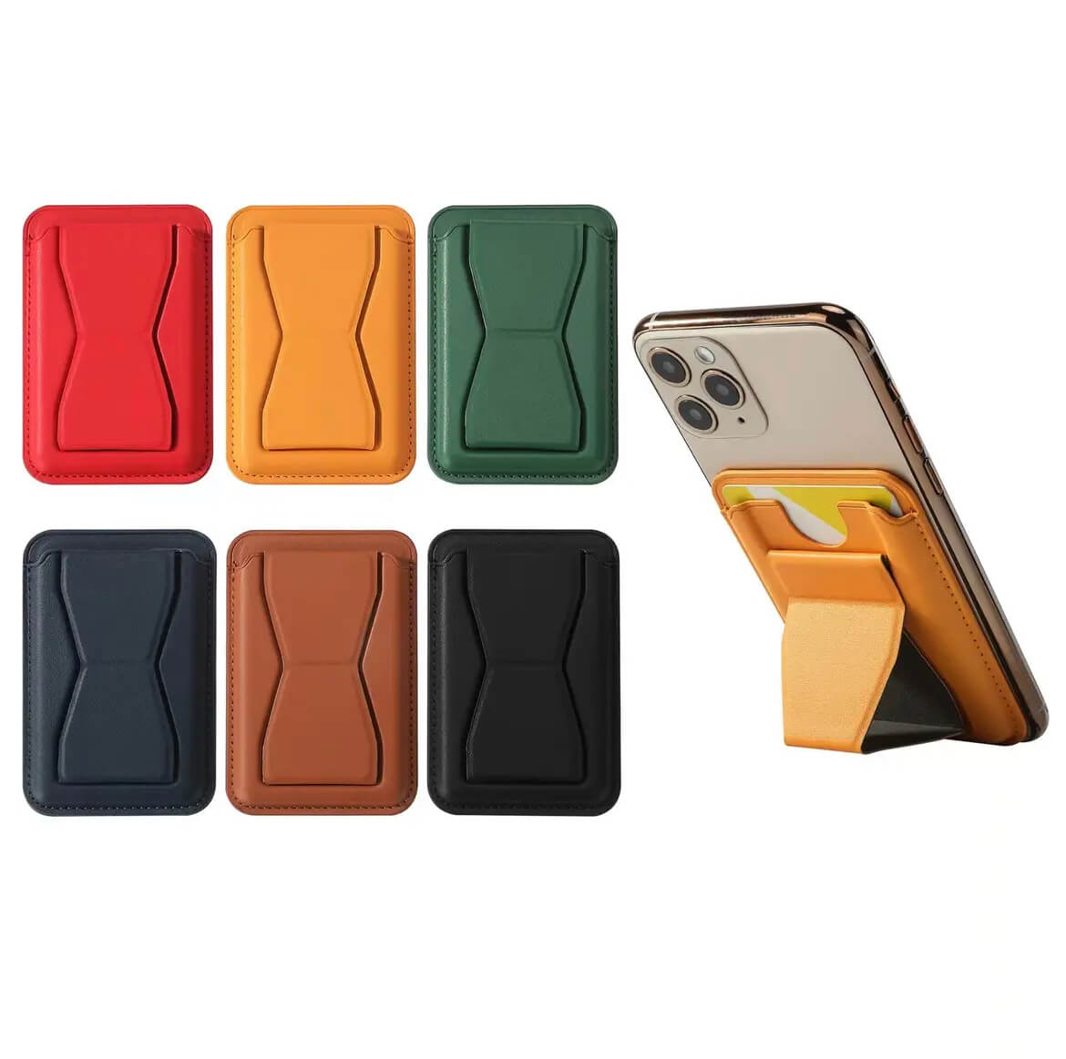 Leather iPhone wallet with holder for magnetic security device Apple_Shopier