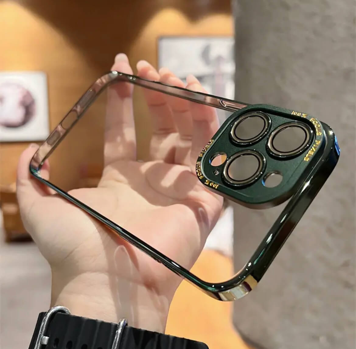 Transparent electroplating Metal lens Mobile phone case Apple_Shopier