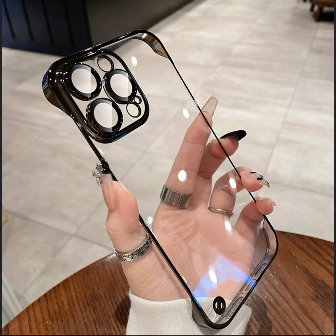transparent  borderless dropproof camera lens protection iPhone hard case Apple_Shopier